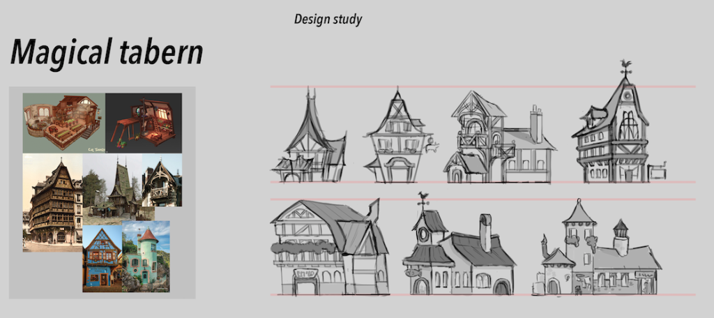 Propostes de taberna encantada i referències d'edificis.